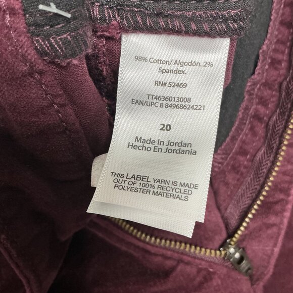 Time And Tru Womens Size 20 Burgundy Wine Velvet Wide Leg Pants - Picture 4 of 12